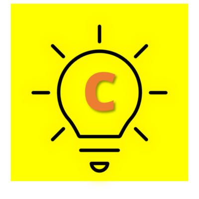 The letter "C" in a yellow lightbulb.