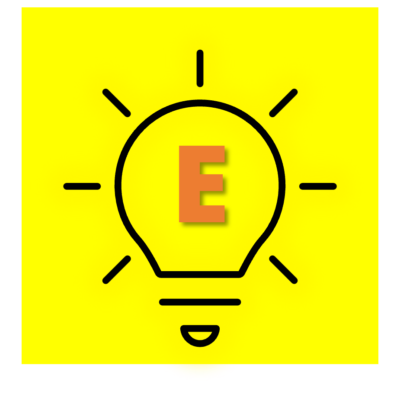 The letter "E" in a yellow lightbulb.