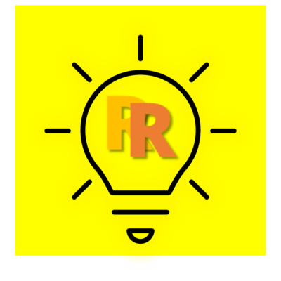 The letter "R" doubled in a yellow lightbulb.