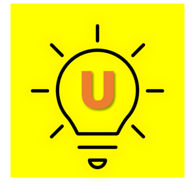The letter "U" in a yellow lightbulb.